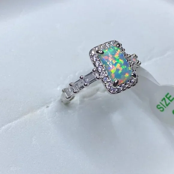 Green Fire Opal Ring RBP6594 Always the Romantic Size 8 - Picture 2 of 5